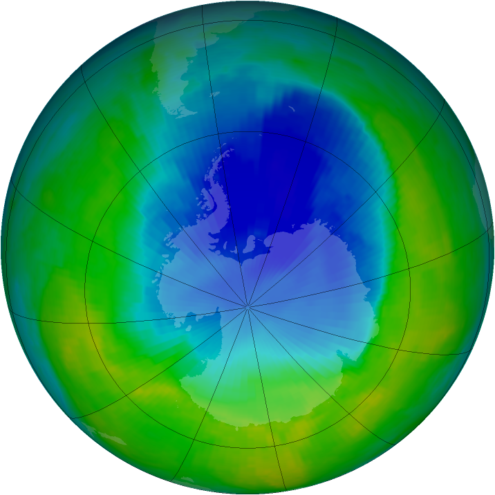 Antarctic ozone map for 05 December 1996